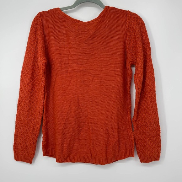 CROFT & BARROW BURNT ORANGE SOFT LONG SLEEVE BRAIDED DESIGN SWEATER SMALL - Picture 2 of 2